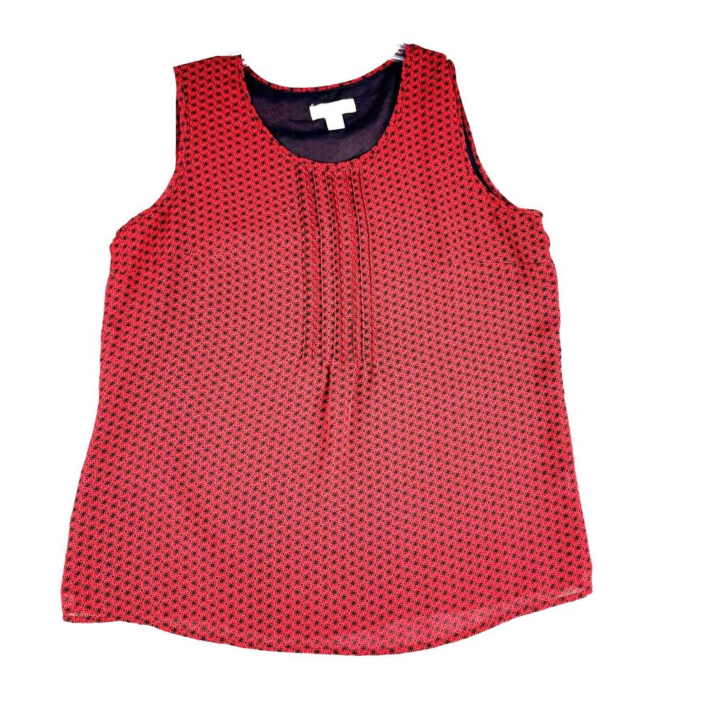 Coldwater Creek Top Women's Medium 10-12 Red Sleeveless Lined Abstract Boho Cute